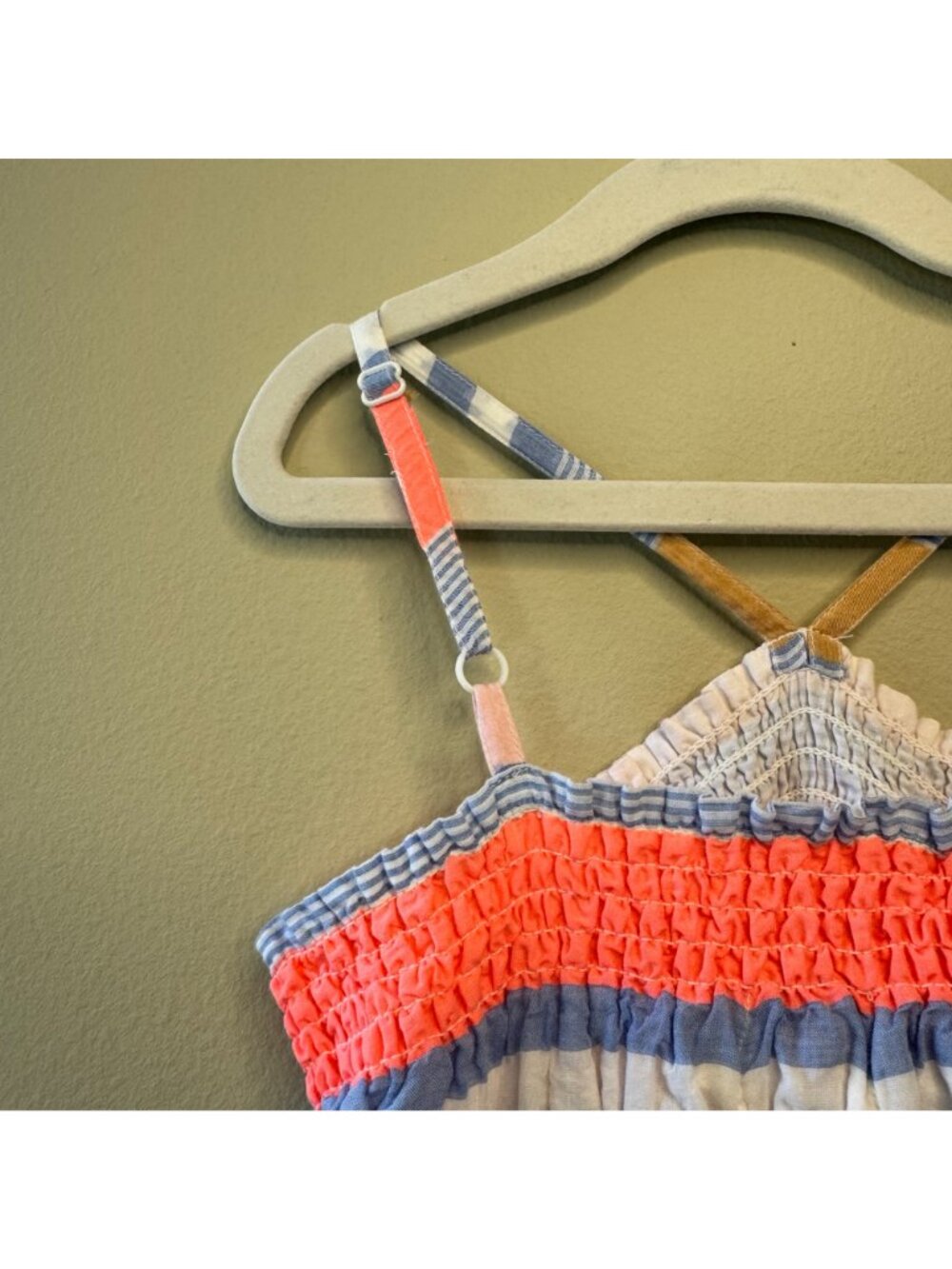 MINI BODEN Striped Midi Sundress Girls 6-7 Strappy Pink Blue Cotton Summer Dress - Picture 4 of 8